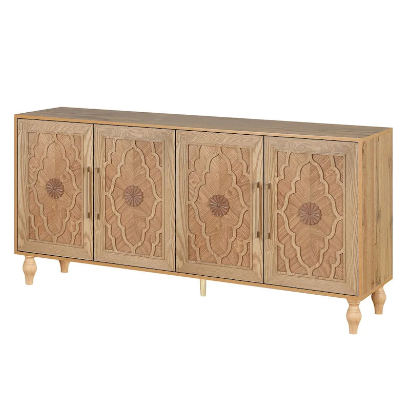 Large Floral Carved Storage Cabinet - Sideboard Buffet