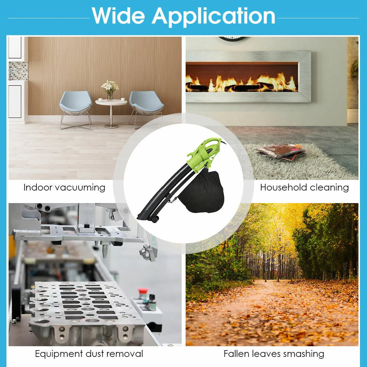 Premium 3-In-1 Electric Leaf Blower Leaf Vacuum Mulcher W/ 6 Speeds