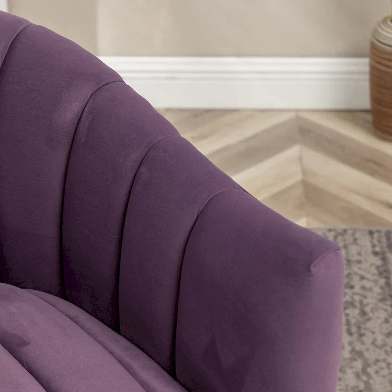 SEYNAR Contemporary Glam Velvet Round Swivel Accent Barrel Chair for Living Room