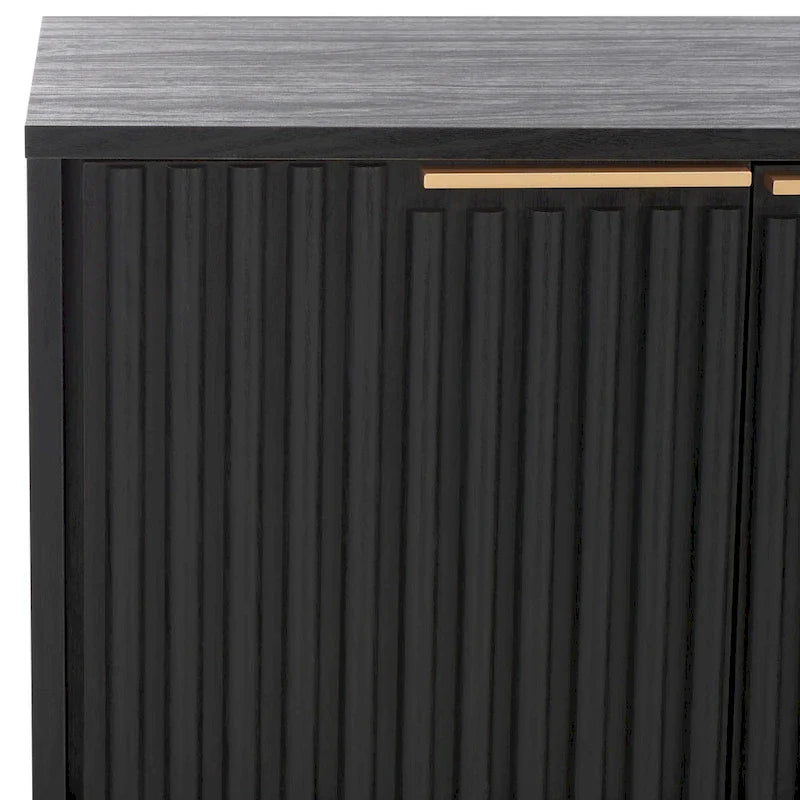 Mid Century TV Stand with Tambour Doors and Storage Drawers