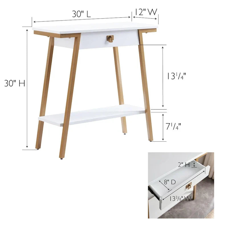 Leick Home Empiria Wooden Console Table with Drawer and Metal Frame