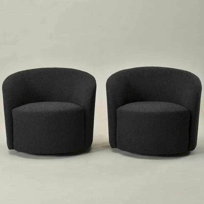 Set of 2 KINWELL 34-Inch Wide Upholstered Swivel Barrel Chairs