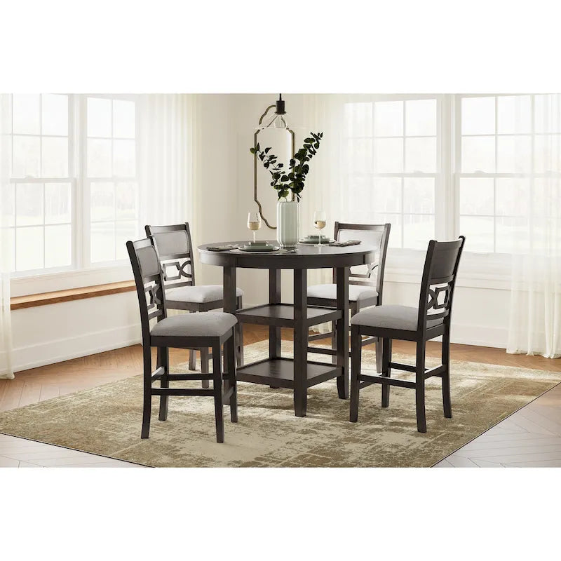 Signature Design by Ashley Langwest Counter Height Dining Table with 4 Barstools - Complete Set of 5