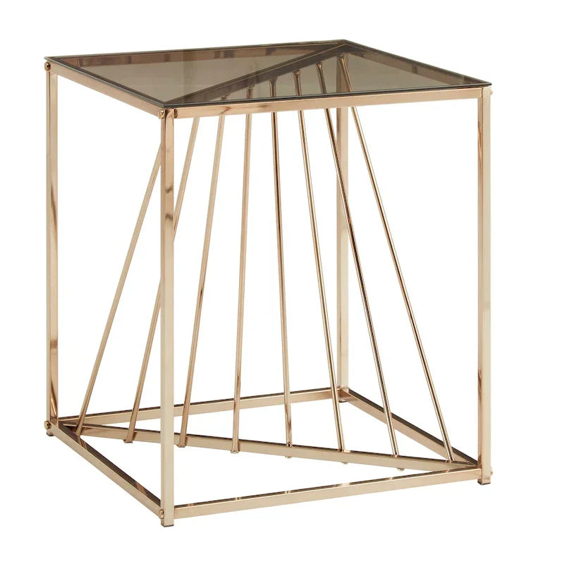 Hannah Square End Tables with Metal and Glass Top by iNSPIRE Q Bold