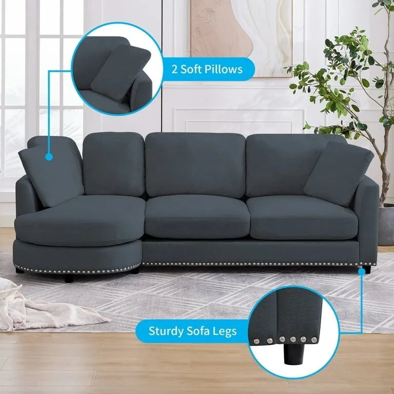 L Shape Sectional Sofa with Chaise and Cushioned Seating