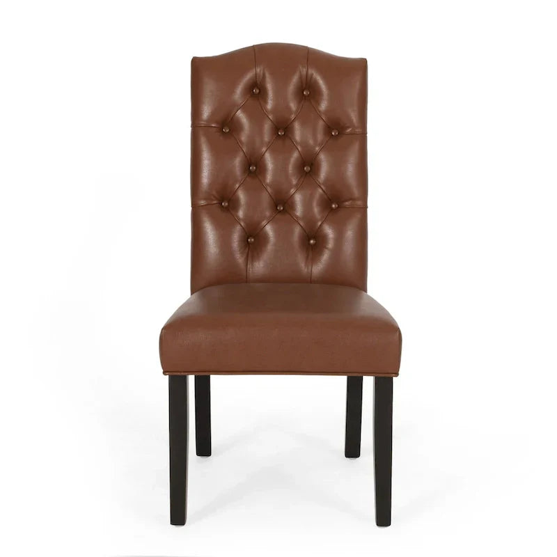 Set of 2 Harriet Modern Tufted Faux Leather Dining Chairs by Christopher Knight Home - Dimensions: 21.5" L x 25.75" W x 41.5" H