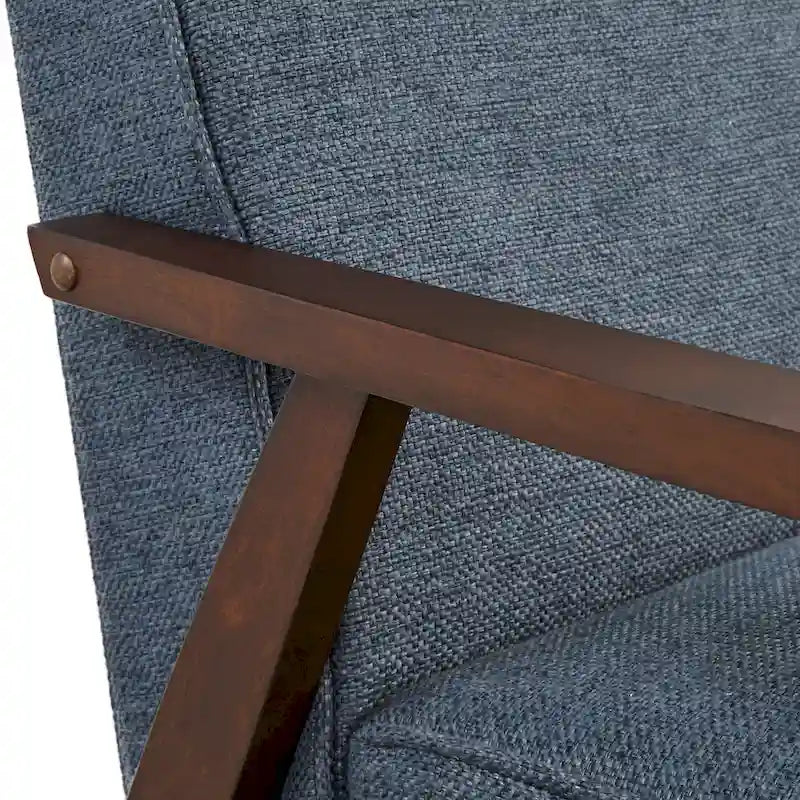 Mid Century Accent Lounge Chair with Cushioned Seat and Wooden Frame