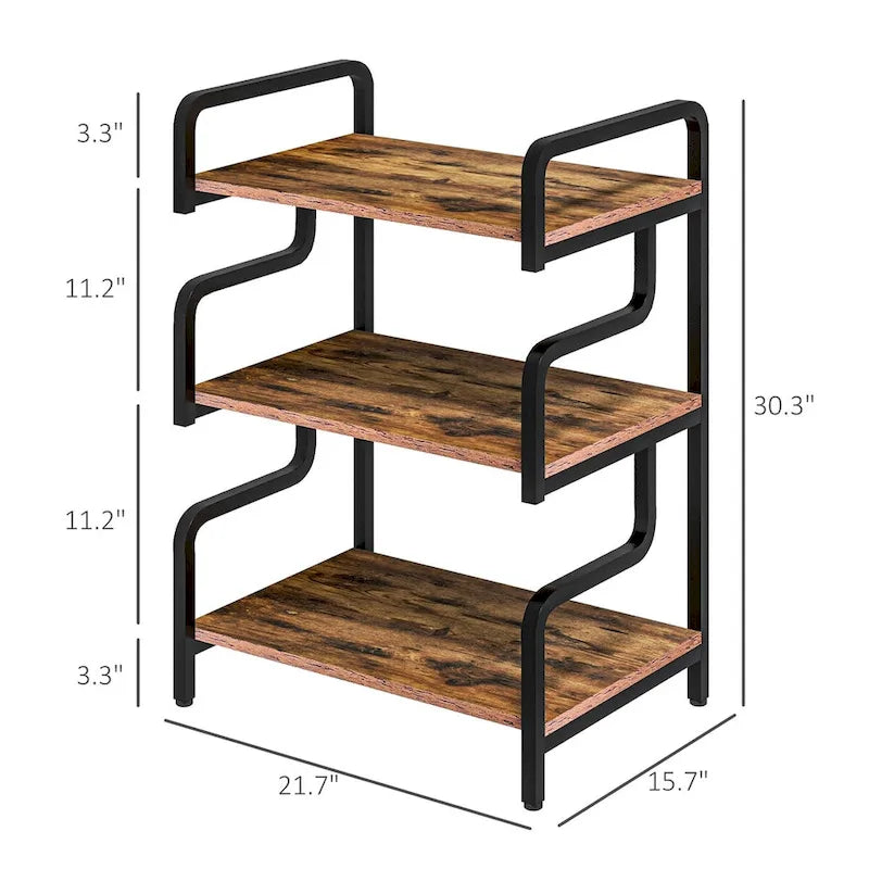 HOMCOM Industrial 3-Tier Printer Stand with Storage - Versatile Metal Rack for Home Office