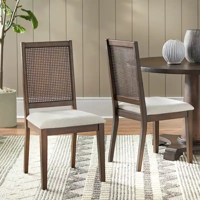 Set of 2 Westbury Solid Wood Cane Dining Chairs by Simple Living