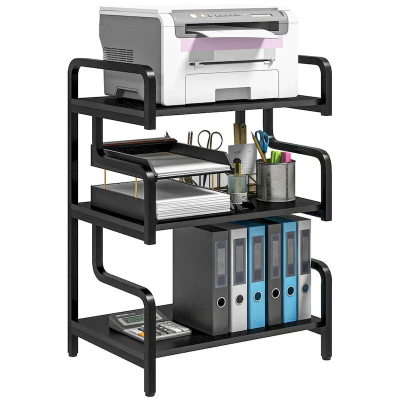 HOMCOM Industrial 3-Tier Printer Stand with Storage - Versatile Metal Rack for Home Office