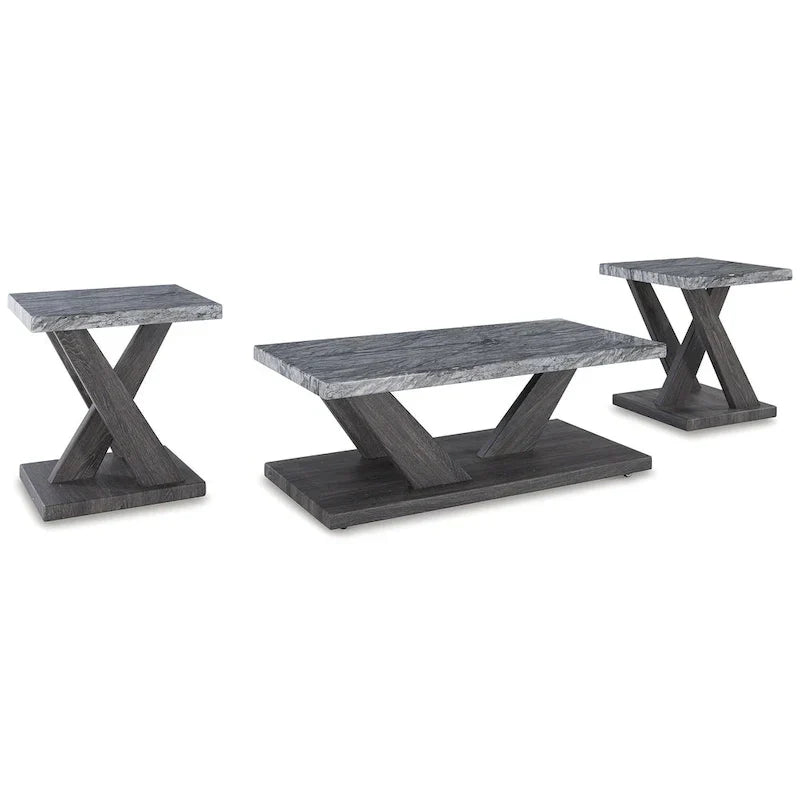Signature Design by Ashley Bensonale Gray 3-Piece Table Set - Dimensions: 48W x 24D x 18H