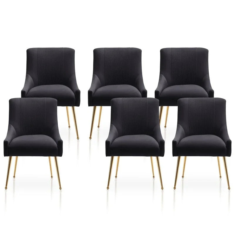 SEYNAR Set of 6 Modern Glam Boucle Velvet Dining or Vanity Chairs with Rear Handle