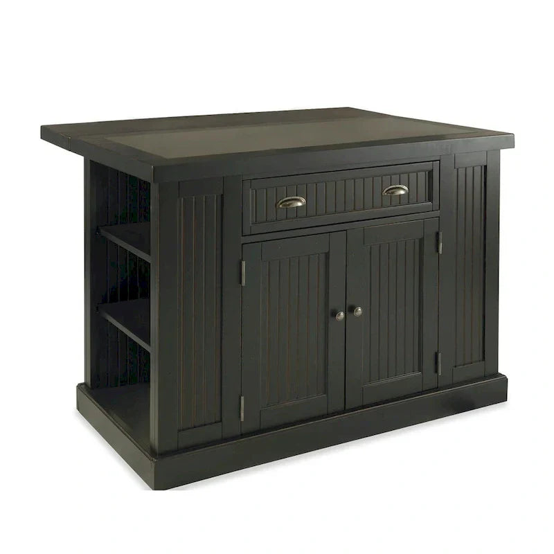Kitchen Island with Granite Top Drop Leaf and Storage Shelves