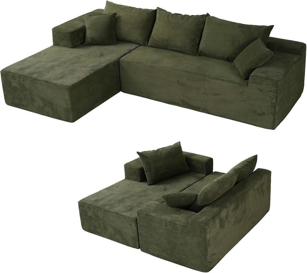 Cloud Sectional Couch with L-Shape Chaise,Modern Modular Sofa with Deep Seat, Upholstered Couches for Living Room Bedroom,No Assembly Required, Beige (Left Facing Chaise)