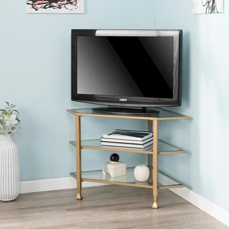 SEI Furniture Jensen Metal Corner TV Stand for Screens up to 33.25 inches