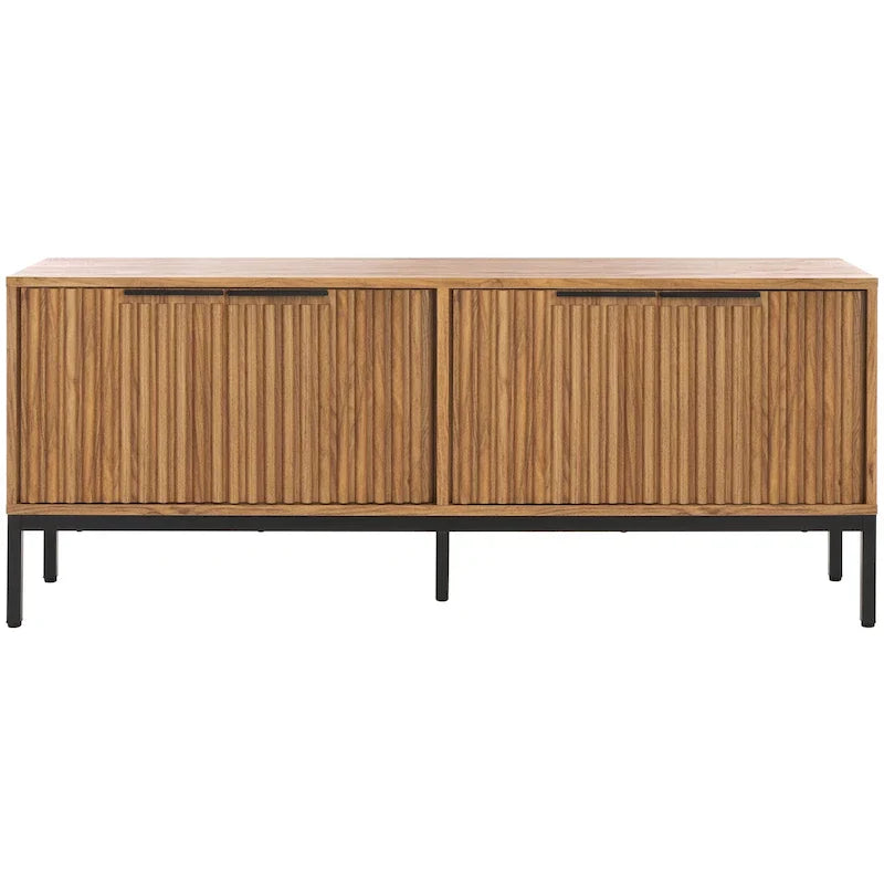 Mid Century TV Stand with Tambour Doors and Storage Drawers