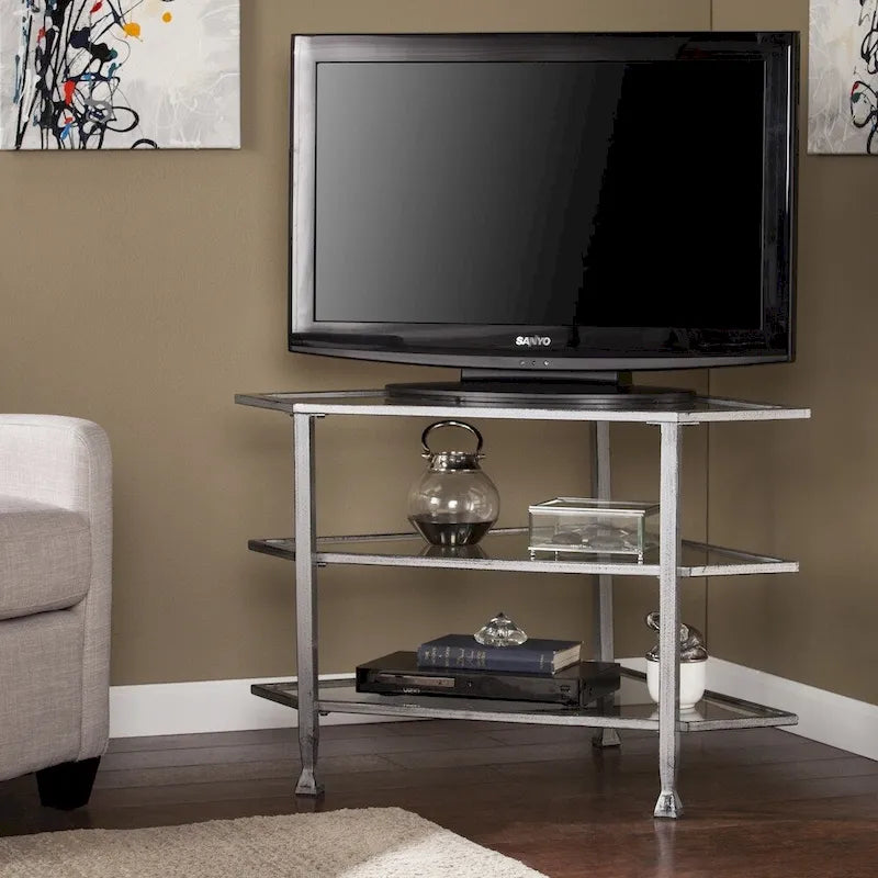 SEI Furniture Jensen Metal Corner TV Stand for Screens up to 33.25 inches