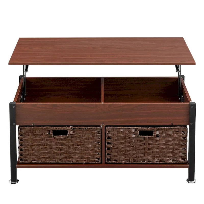 Metal Coffee Table with Lift-Top and Concealed Storage