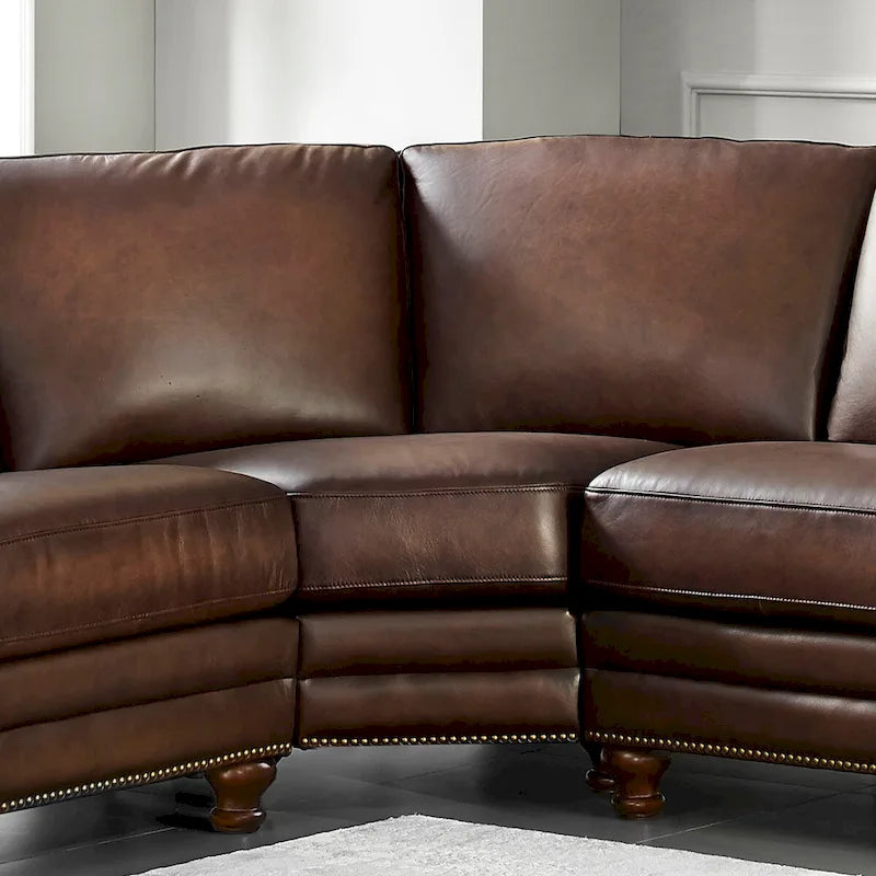Hydeline Belfast L-Shaped Sectional Sofa in Top Grain Leather