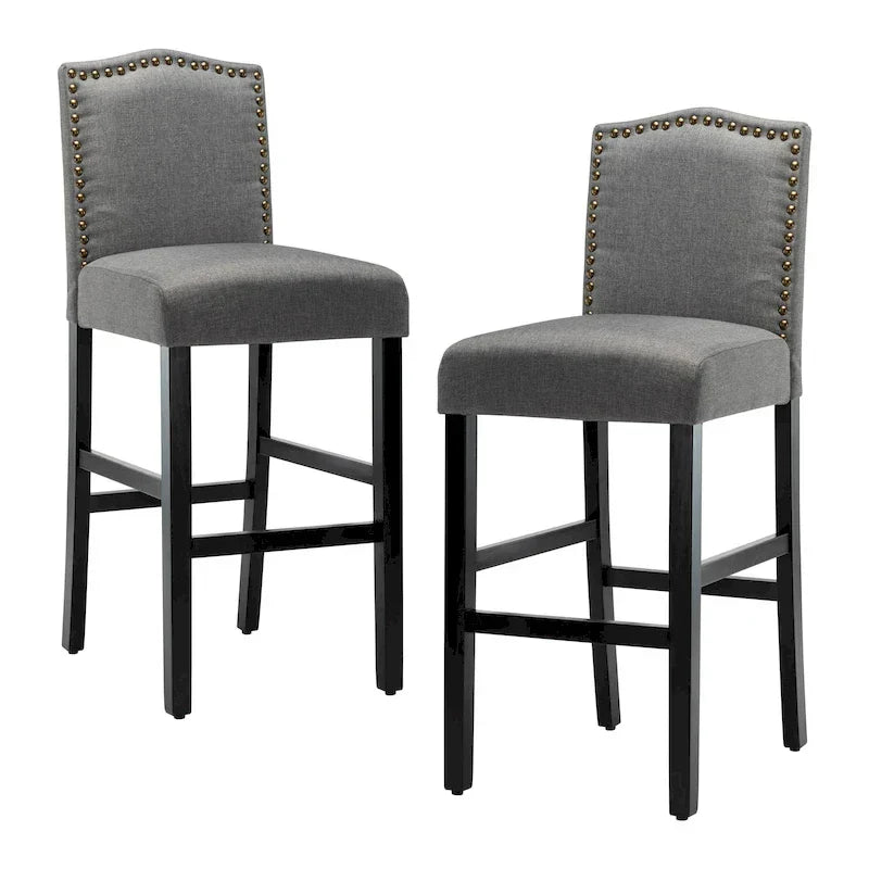 Set of 2 Upholstered 28-Inch Barstools - Stylish Pub Chairs