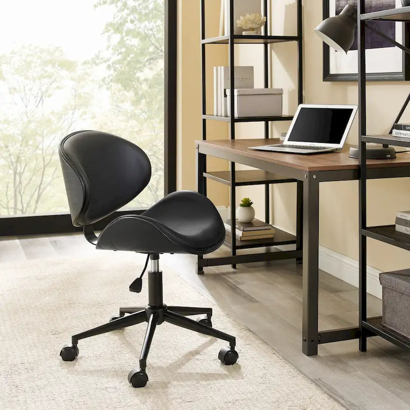 Mid-Century Modern Adjustable Office Chair with Swivel & Casters