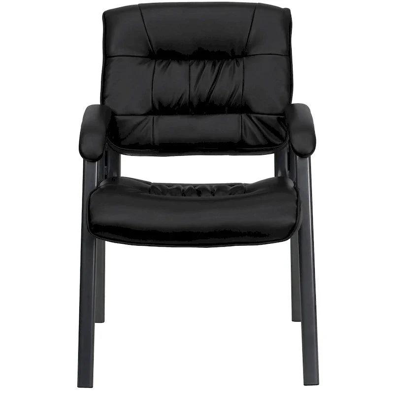 LeatherSoft Executive Lounge Chair with Titanium Gray Frame for Reception Areas
