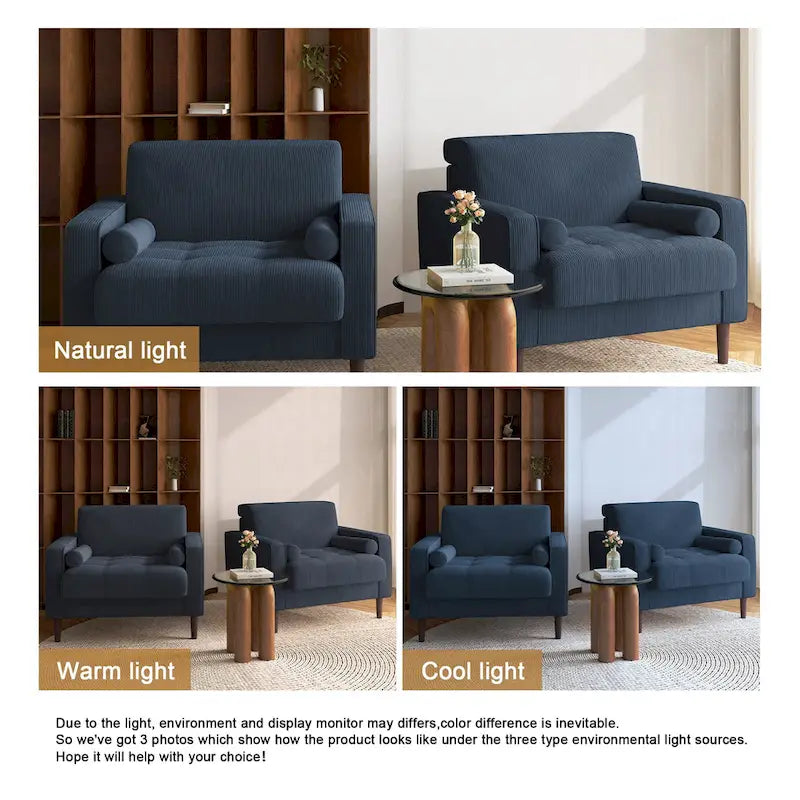 Set of 2 Modern Wide Armchairs in Corduroy - Accent Chairs