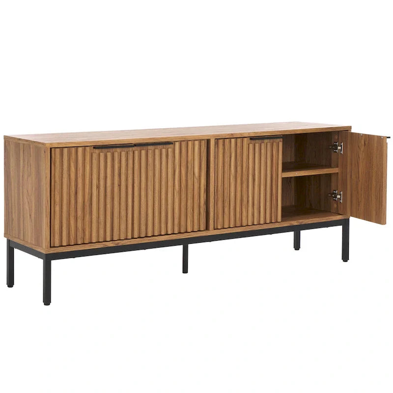 SAFAVIEH Deandra 4-Door Media Stand for Entertainment - Accommodates Up to 65-Inch Flat Screen TV - Dimensions: 60.8" W x 17.7" D x 24.6" H