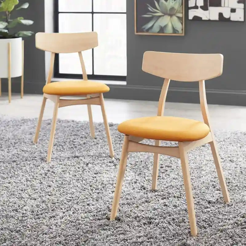 Set of 2 Cadiz Dining Chairs in Solid Beechwood by Simple Living