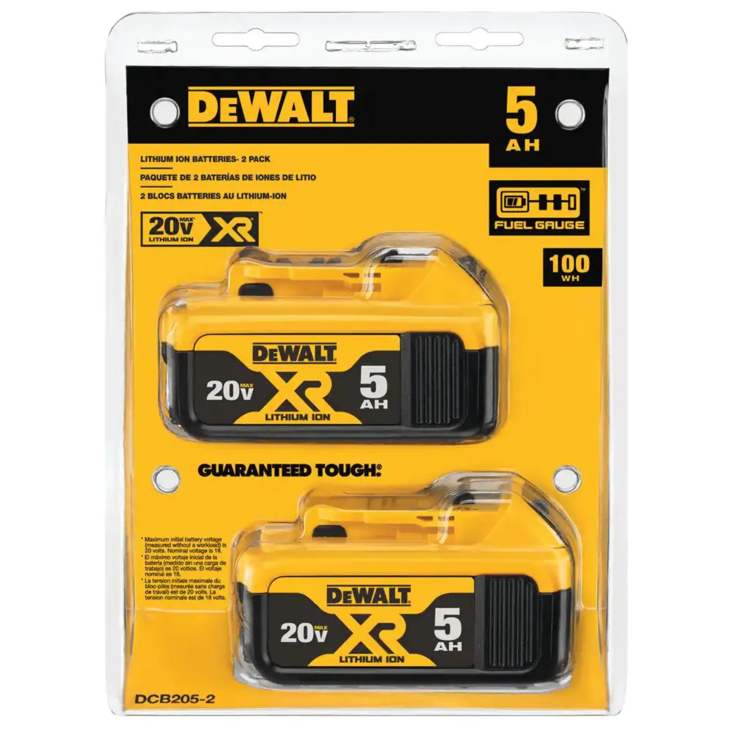 DW 20V Max XR 20V Battery, 5.0-Ah, 2-Pack (DCB205-2)