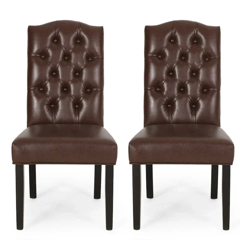 Set of 2 Harriet Modern Tufted Faux Leather Dining Chairs by Christopher Knight Home - Dimensions: 21.5" L x 25.75" W x 41.5" H