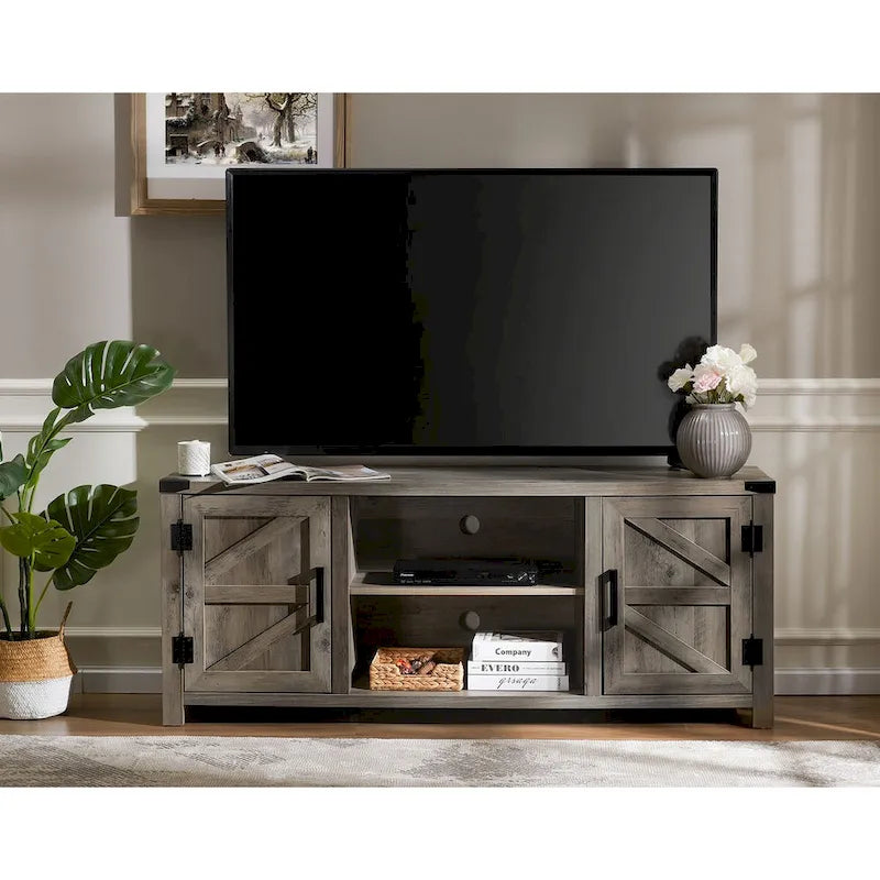 Rustic Farmhouse Barndoor TV Stand - Entertainment Center for TVs up to 70 Inches