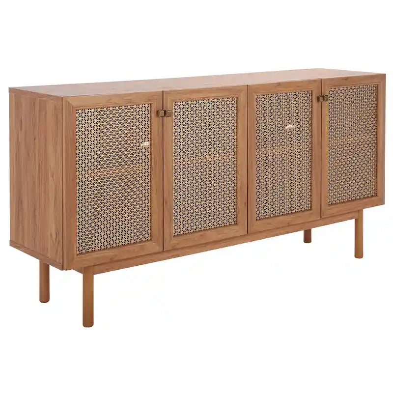 SAFAVIEH Micaela 63-Inch 4-Door Media TV Stand - Dimensions: 63.1" W x 16.3" D x 31.7" H