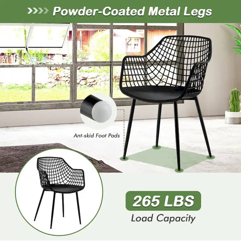 Set of 4 Modern Plastic Shell Dining Chairs with Metal Legs by Costway