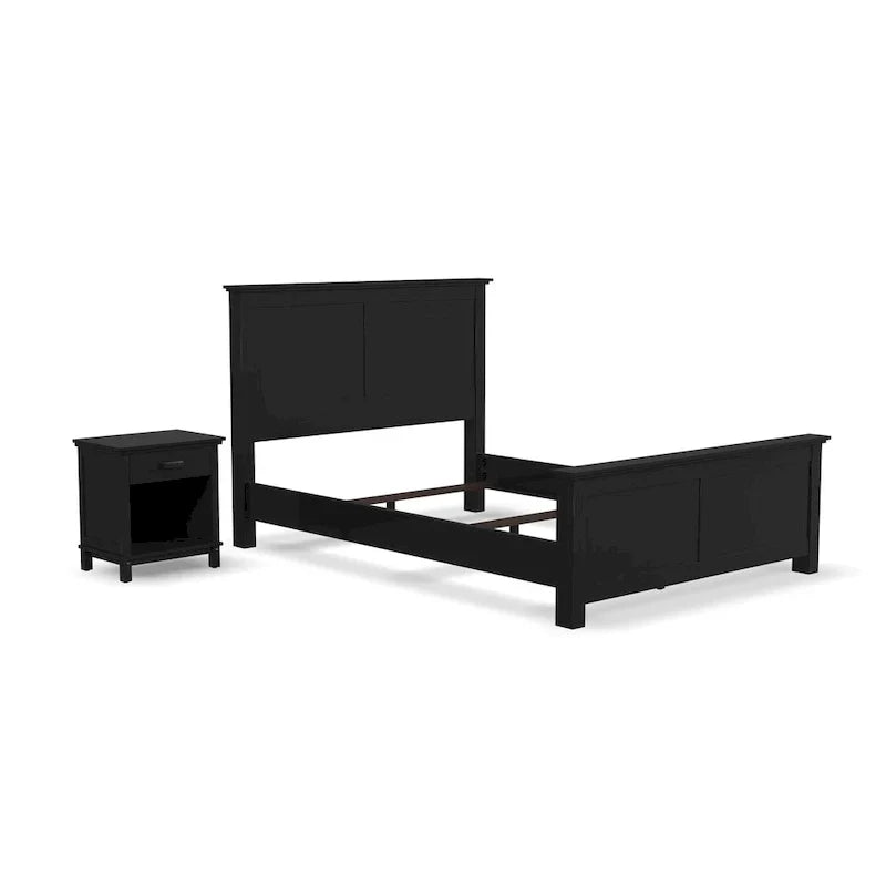 Homestyles Oak Park Black Wood Queen Bed and Nightstand Set - 2 Pieces