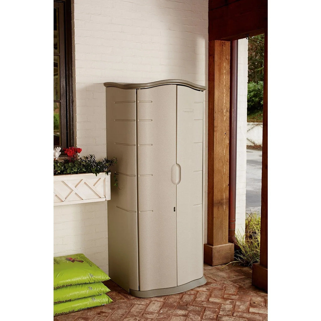 Rubbermaid Vertical Resin Outdoor Storage Shed – Weather-Resistant Plastic Garden Storage Cabinet