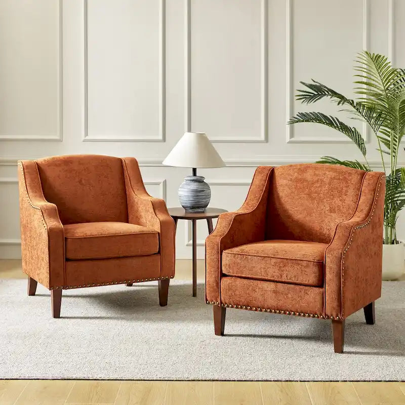 Set of 2 Lucretius Armchairs with Nailhead Trim by HULALA HOME