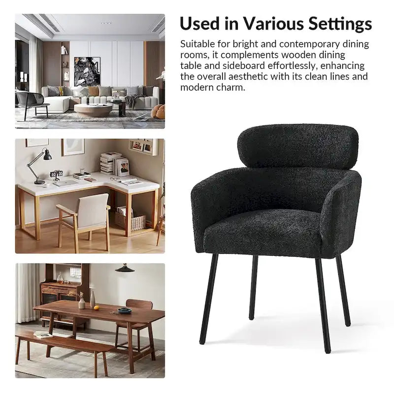 Set of 4 Amos Modern Boucle Dining Chairs with Adjustable Feet by HULALA HOME