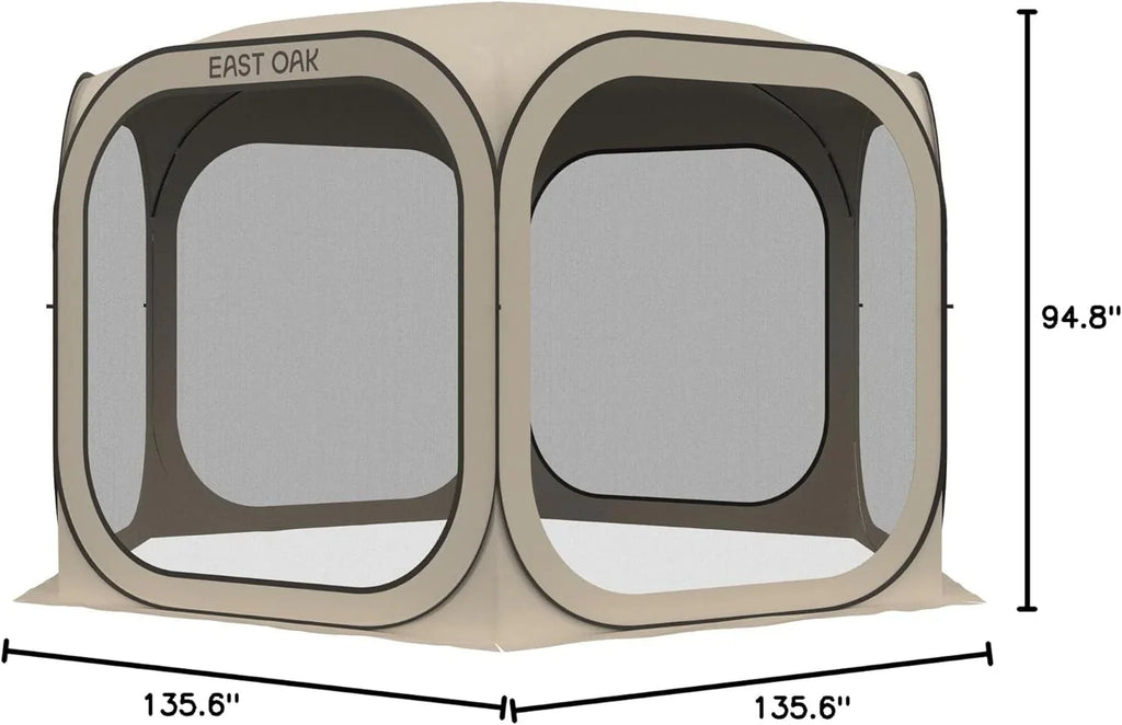 EAST OAK Screen House Tent Pop-Up, Portable Screen Room Canopy Instant Screen Tent 10 x 10 FT with Carry Bag for Patio, Backyard, Deck & Outdoor Activities, Beige