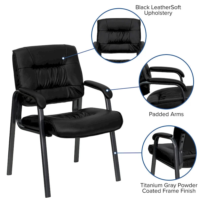 LeatherSoft Executive Lounge Chair with Titanium Gray Frame for Reception Areas