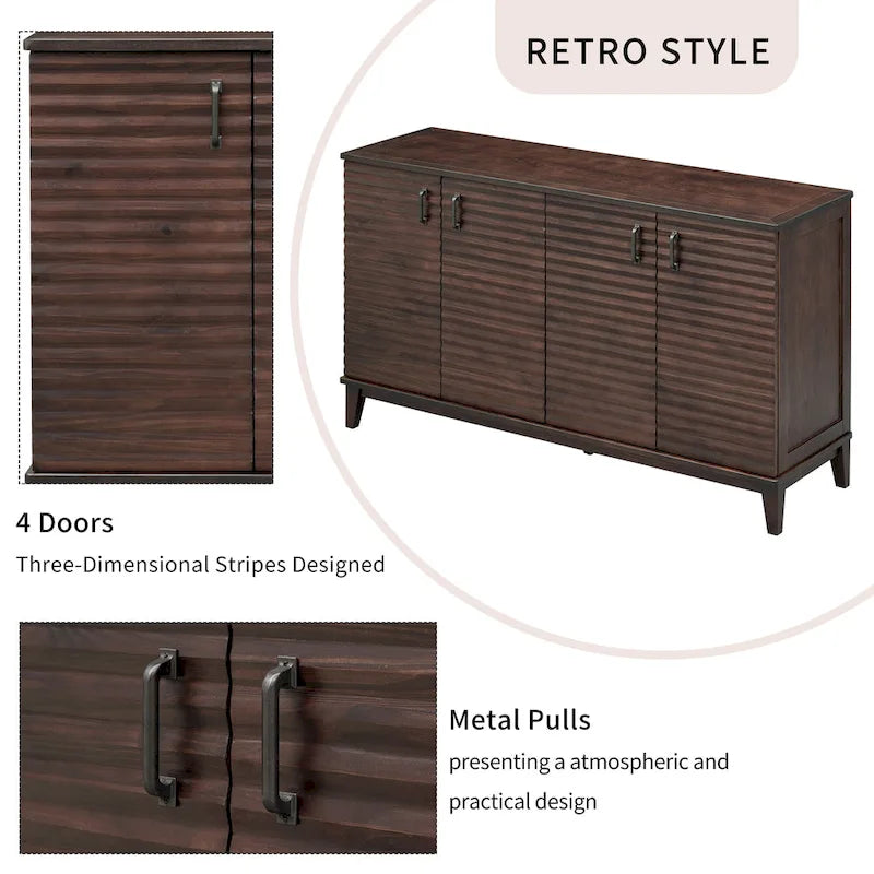 Large 4-Door Sideboard Buffet with Adjustable Shelves for Ample Storage