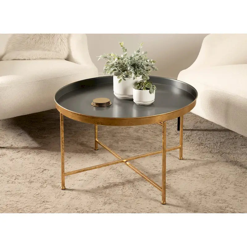 Kate and Laurel Celia 28.25-Inch Round Metal Coffee Table