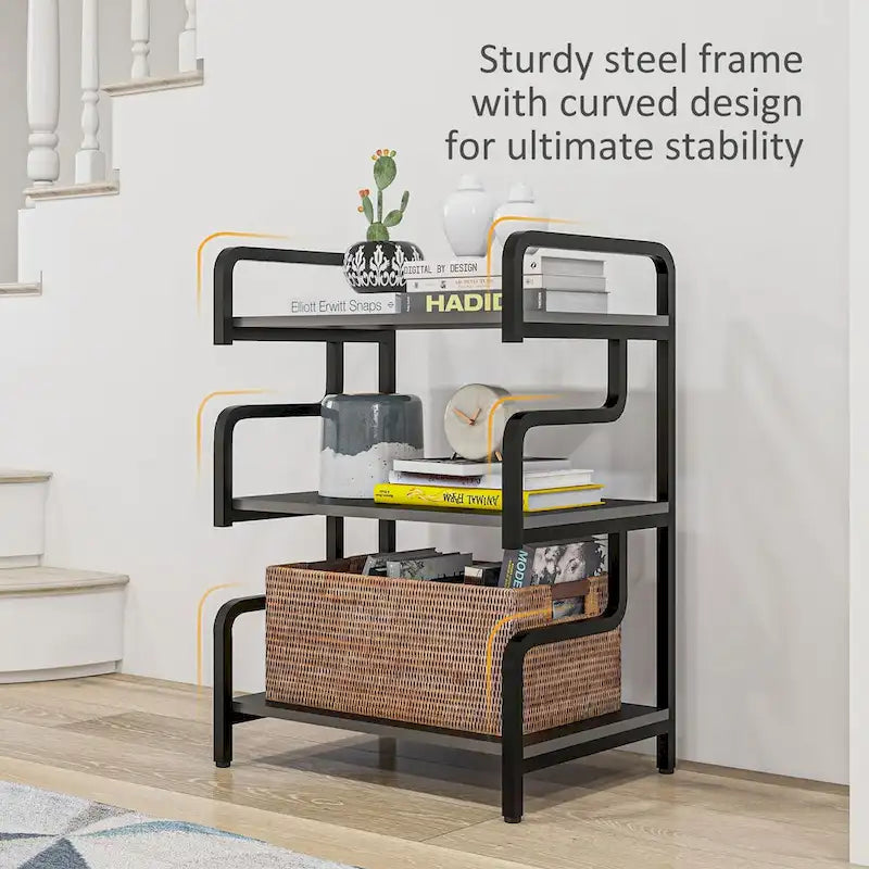 HOMCOM Industrial 3-Tier Printer Stand with Storage - Versatile Metal Rack for Home Office