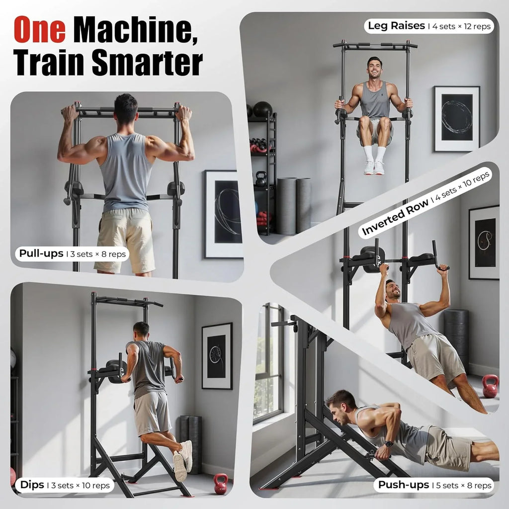 Sportsroyals Power Tower Pulp Up Bar Station, 450 lbs stable suspended immersion tilt station