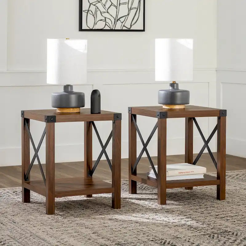 Set of 2 Middlebrook Kujawa 18-Inch X-Side Accent Tables