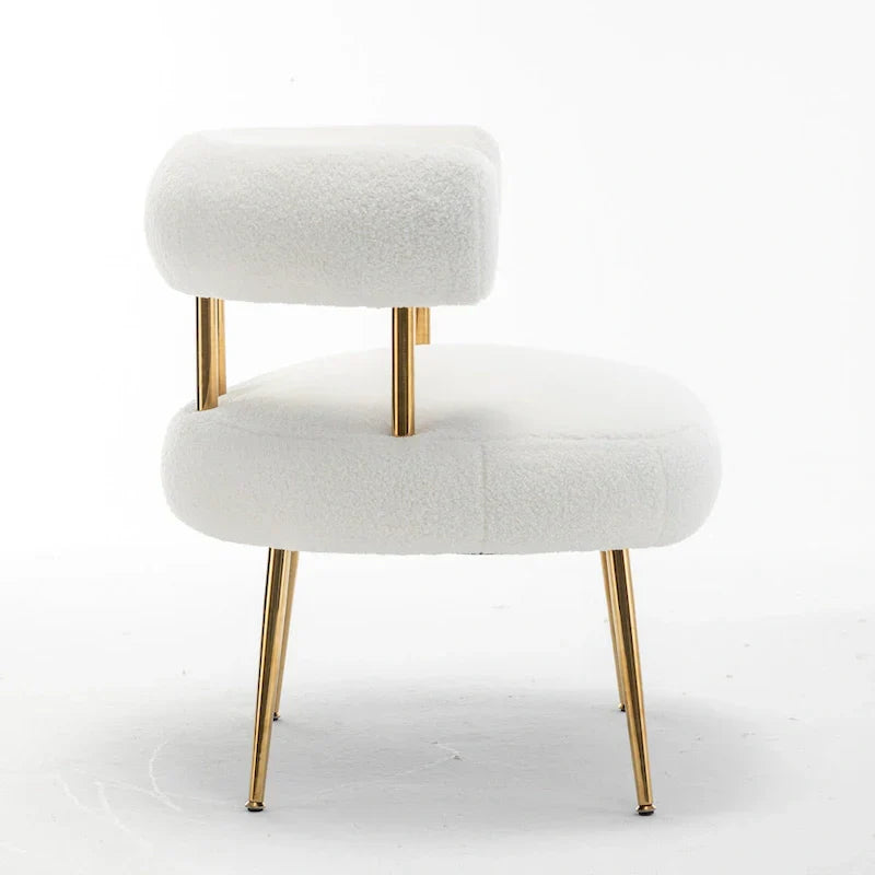 SEYNAR Contemporary Glam Upholstered Open-Back Accent Chair with Gold Legs