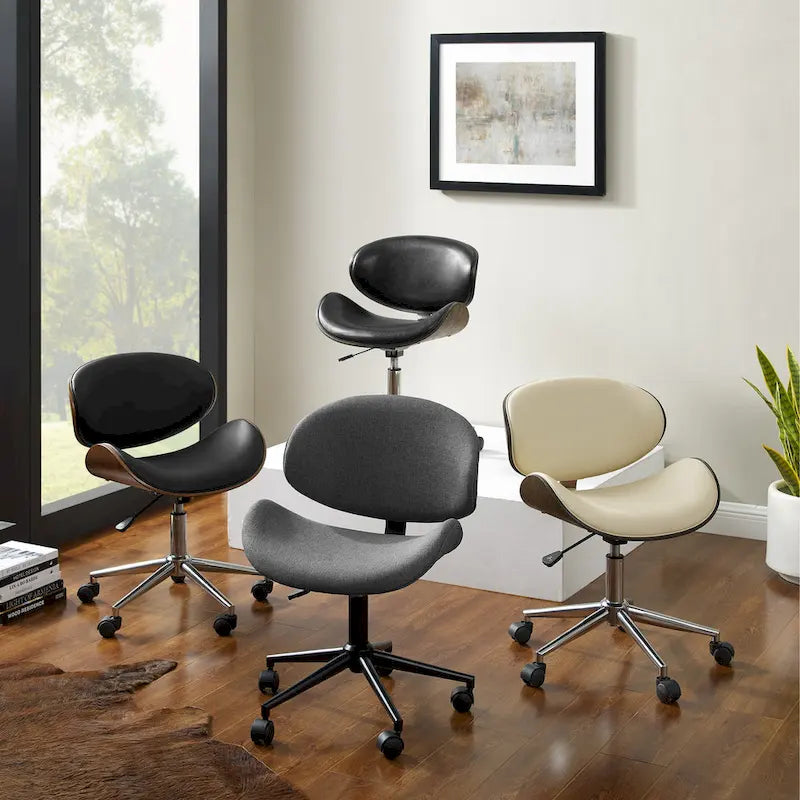 Mid-Century Modern Adjustable Office Chair with Swivel & Casters