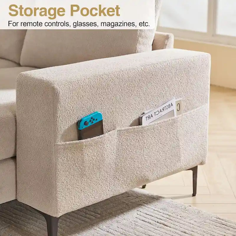 HOOOWOOO L-Shaped Upholstered Sofa with Stylish Metal Legs