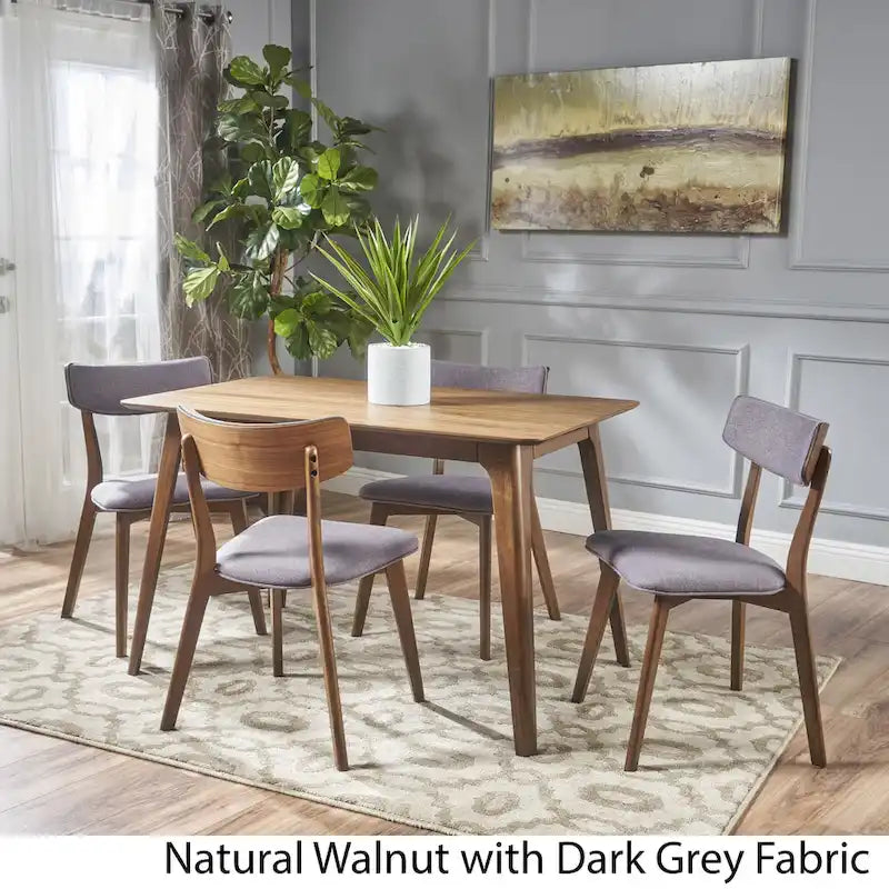 Megann Mid-Century 5-Piece Rectangular Wood Dining Set by Christopher Knight Home