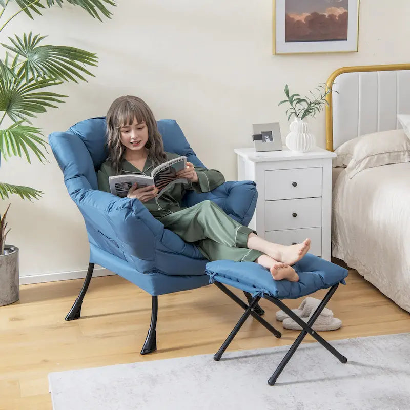 Gymax Folding Footrest Lazy Sofa Chair - Accent Leisure Armchair